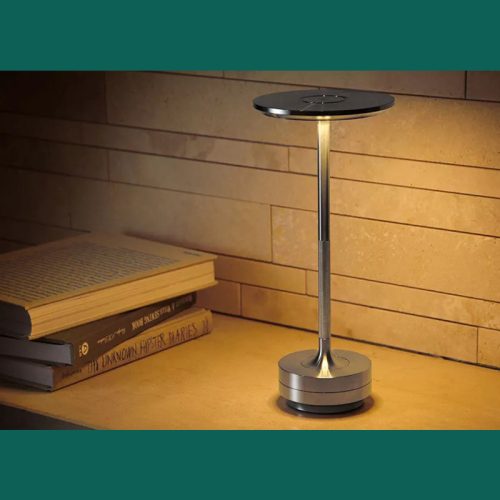 Premium Wireless Table Lamp With Touch Sensor (Rechargeable) Silver Color