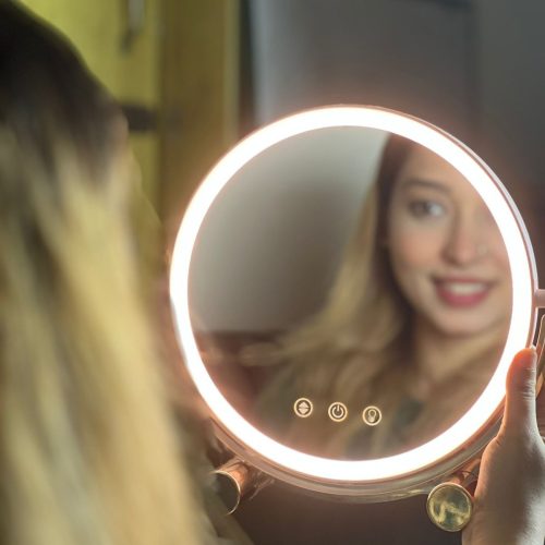 Rotating LED Touch Control Desktop Makeup Mirror