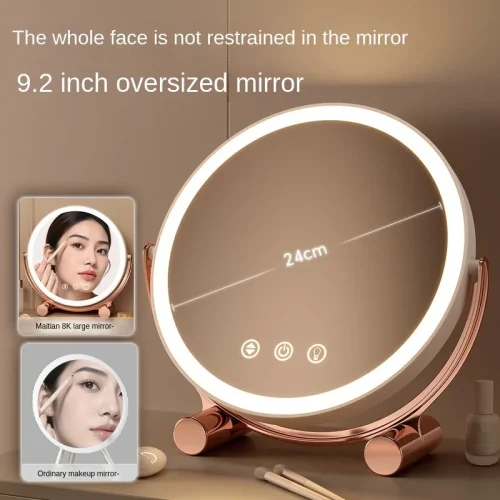 S47b803c111a9480c80f17d2cb1e1bd00G Rotating LED Touch Control Desktop Makeup Mirror