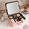 Portable Make up Organizer Storage Box With Led Light and Mirror