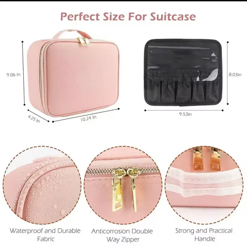 Portable Make up Organizer Storage Box With Led Light and Mirror
