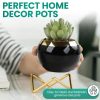 Small Table Ceramic Flower Vase with Iron Stand (Combo 2 Pcs)