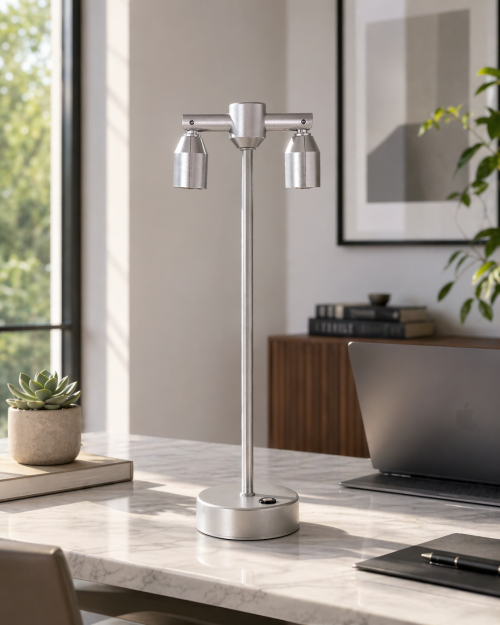 Industrial Minimalist Table Lamp (Silver Color)