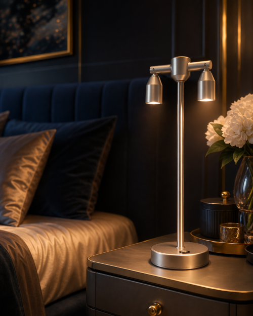 Industrial Minimalist Table Lamp (Silver Color)